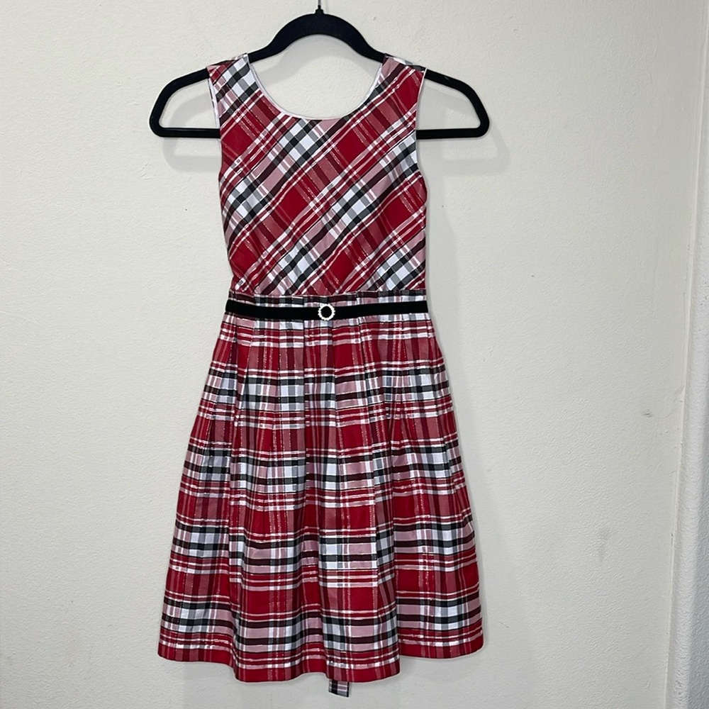 Jona Michelle Girls Red Plaid Holiday Dress Party Christmas Formal Check…